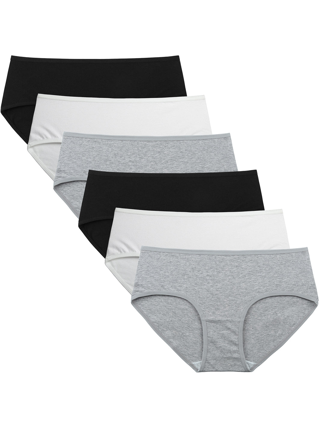 Women's Cotton Mid Waist Hipster 6-Pack