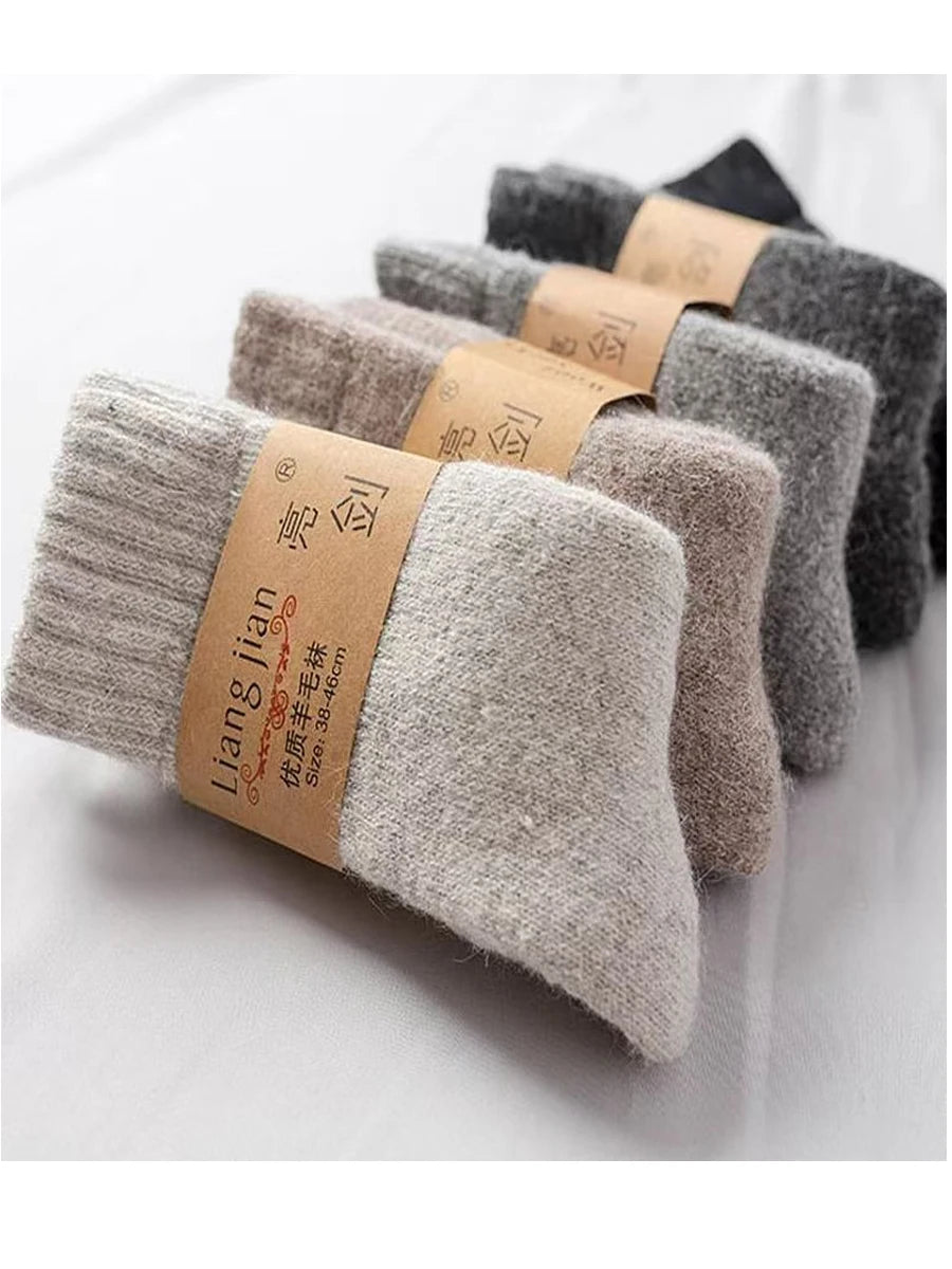 Socks Men Super Thicker Solid Sock Merino Wool Rabbit Socks Against Cold Snow Russia Winter Warm Funny Happy Male Socks