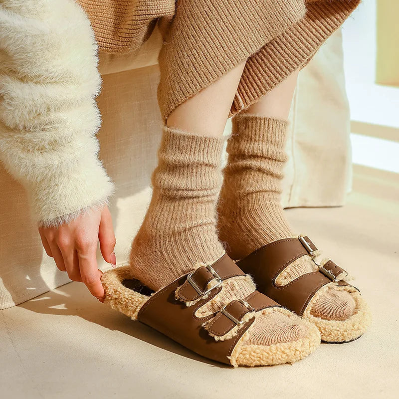 Women Wool Socks Warm Winter Thick Cashmere Fuzzy Casual Solid Color Comfortable Home Sock Soft Long Thermal High Quality